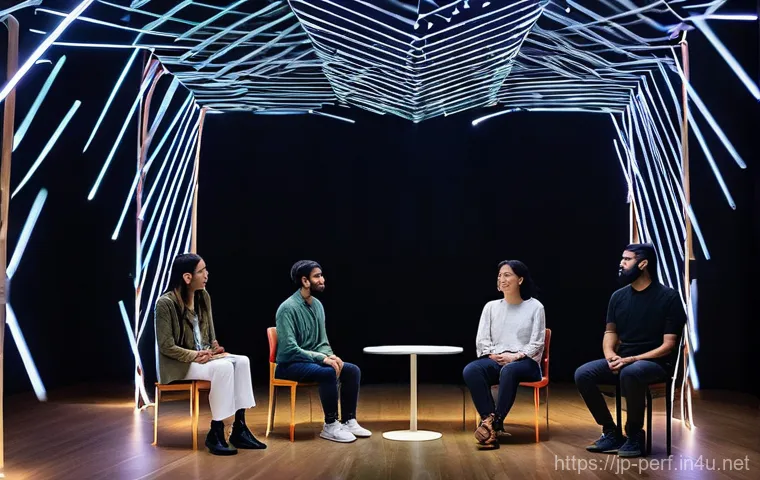 공연예술과 인공지능 - **Prompt:** A visionary theater director, a woman in her late 40s wearing stylish yet professional a... 공연예술과 인공지능 - **Prompt:** A visionary theater director, a woman in her late 40s wearing stylish yet professional a...