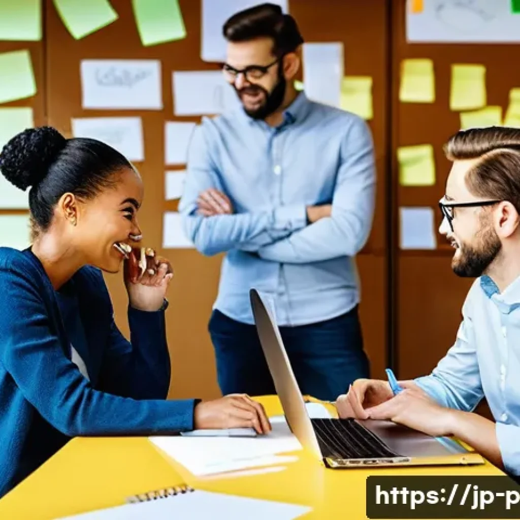 공연 제작 과정 - **Prompt:** A dynamic and diverse team of young professionals, including men and women in their late...